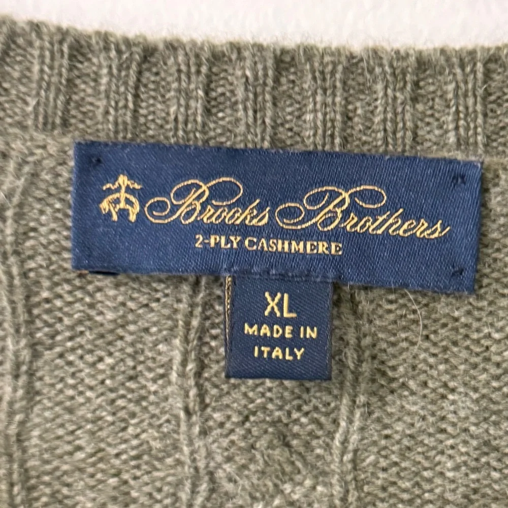 Brooks Brothers Men’s 2-Ply Cashmere Cable Knit Sweater Size XL - Picture 3 of 8